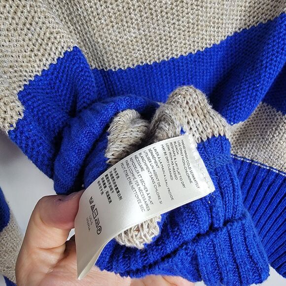 Free People Women's Size Sm Cassidy Striped Sweater Off Shoulder Drawstring Neck - Picture 5 of 5